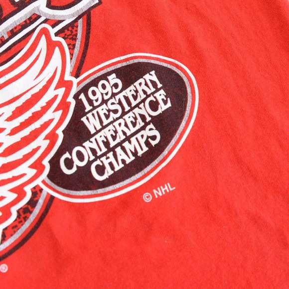 '95 Fruit Of The Loom Detroit Red Wings Stanley Cup Championship Single T Shirt - Picture 8 of 10
